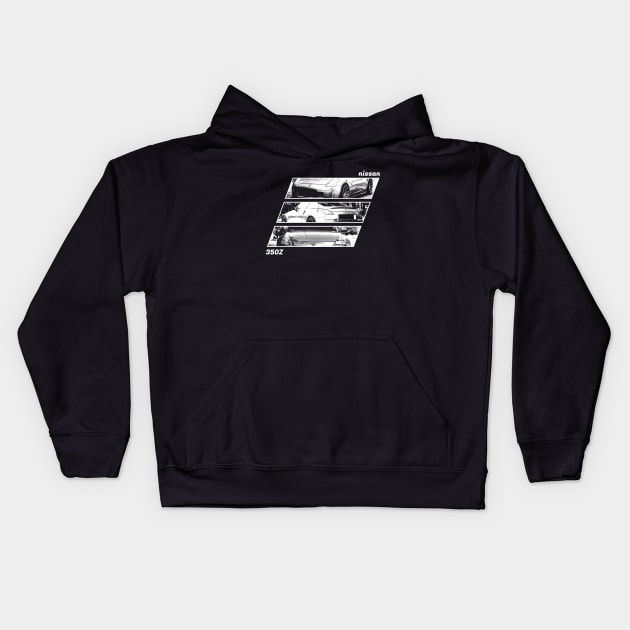 NISSAN 350Z Black 'N White Archive 2 (Black Version) Kids Hoodie by Cero